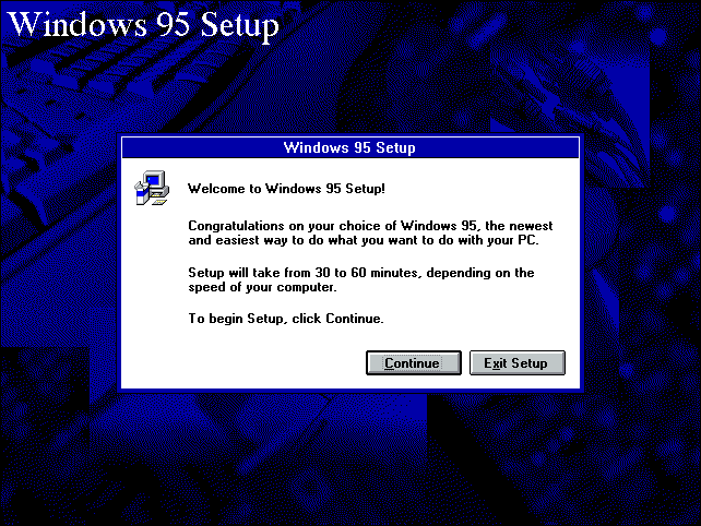 Windows 95 Setup/Installation Start (1995)